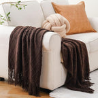 BATTILO HOME Dark Brown Throw Blanket for Couch, Chocolate Knit Throw Blankets for Home Decor, Decorative Brown Blanket for F