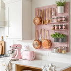 Peg Board, 4 Pack Metal Pegboard Panels Pink Pegboards Wall Organizer with Frame Large Heavy Duty Peg Board with Hooks for Wa
