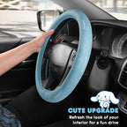 Cinnamoroll Steering Wheel Cover, Official Sanrio Car Steering Wheel Cover with Universal Size 14.5-15.5, Cute Blue for Women, Cinnamoroll Car Accessories (Cinnamoroll Blue Monogram)