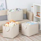 Bidtakay Large Storage Baskets for Shelves 3 Pack Fabric Storage Bins for Organizing Linen Collapsible Organizer for Closet-L