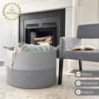 INDRESSME 115L Extra Large Blanket Basket, Cotton Rope Basket for Nursery Living Room, Decorative Woven Storage Baskets with 