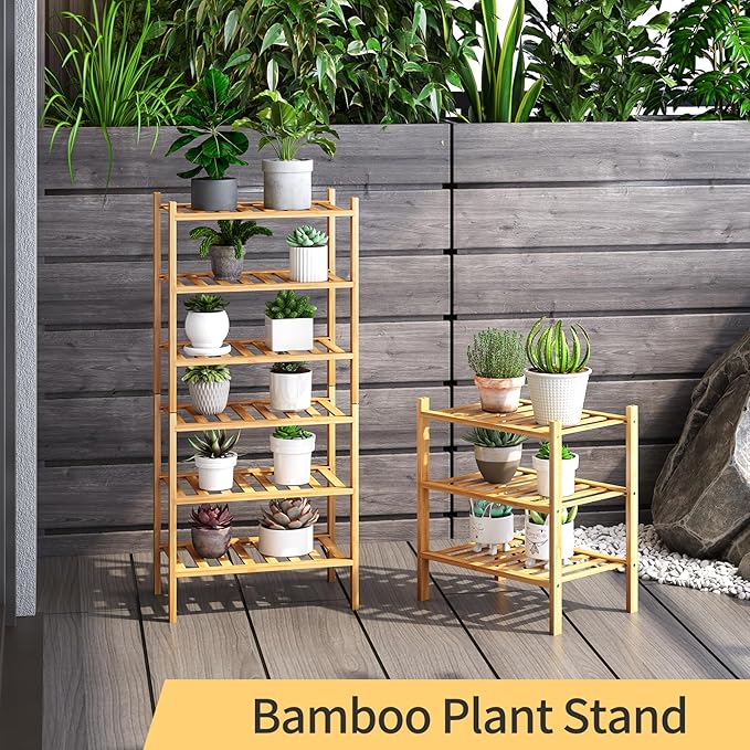 6-Tier Small Shoe Rack for Entryway, Stackable | Heavy Duty | Multi-Function, Bamboo Free Standing Shoe Racks for Bedroom Hal