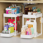 Ukeetap 2 Pack Multi-Purpose Pull-Out Storage Organizers, Under Sink Organizers and Storage for Bathroom & Kitchen, Under Cab