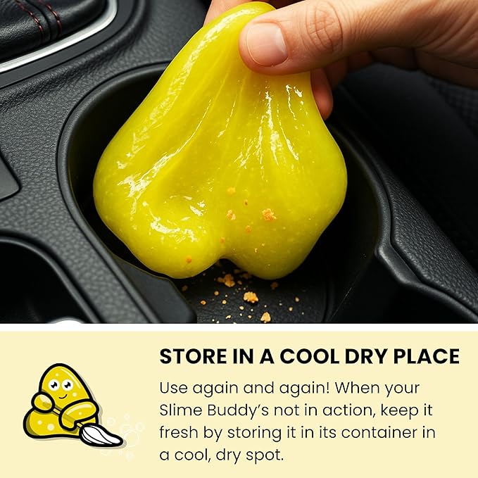 Slime Buddies Car Cleaning Gel Putty - 6 Pack Lemon Scented Interior Detailing Tool for Cup Holder, Air Vent & Keyboard - Reu