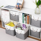 11 x 11 Inch Storage Cubes, 6 Pack Large Collapsible Fabric Storage Bin with Ropes, Foldable Storage Cubes for Home, Office,C