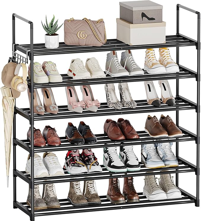 6 Tier Shoe Rack, Shoe Rack for Closet, Shoe Organizer for Entryway, Shoe Storage for Front Door Entrance & Entryway, Large S