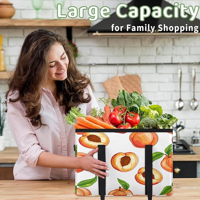 Reusable Grocery Bag, Foldable Large Shopping Tote Bag for Groceries Kitchen Picnic Car Trunk