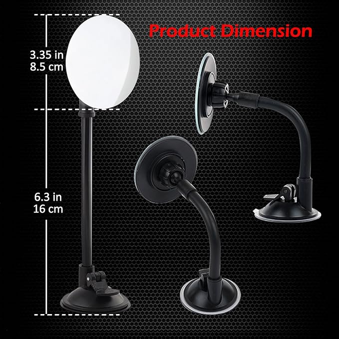Suction Cup Car Baby Mirror, Ampper Adjustabe Long Arm HD Glass Convex Wide Angle Interior Rearview Baby Rear Facing Mirror (Frameless Round, 3.35")