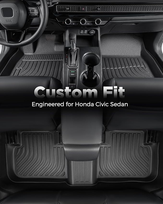 Car Floor Mats for Honda Civic 2022–2025,2026 Sedan (Not for Hatchback&Hybrid), Non-Slip TPE All-Weather Floor Liners and Trunk Cargo Mat Set, Custom Fit for Civic Sport 11th Gen Accessories 2026