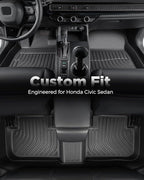 Car Floor Mats for Honda Civic 2022–2025,2026 Sedan (Not for Hatchback&Hybrid), Non-Slip TPE All-Weather Floor Liners and Trunk Cargo Mat Set, Custom Fit for Civic Sport 11th Gen Accessories 2026
