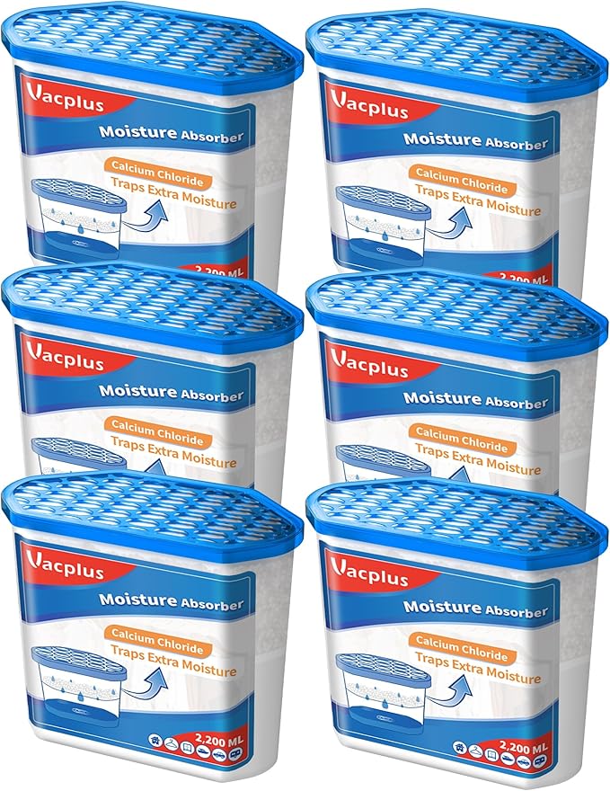 Vacplus Moisture Absorbers 6 Pack, Portable Humidity Absorber Boxes for Your Bathroom, Closet & Car, Dehumidifier with