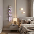 5 Tier Wall Shelf Unit with Light-Small Floating Shelves for Home Decor, Modern Unique Asymmetric Design for Bedroom & Living