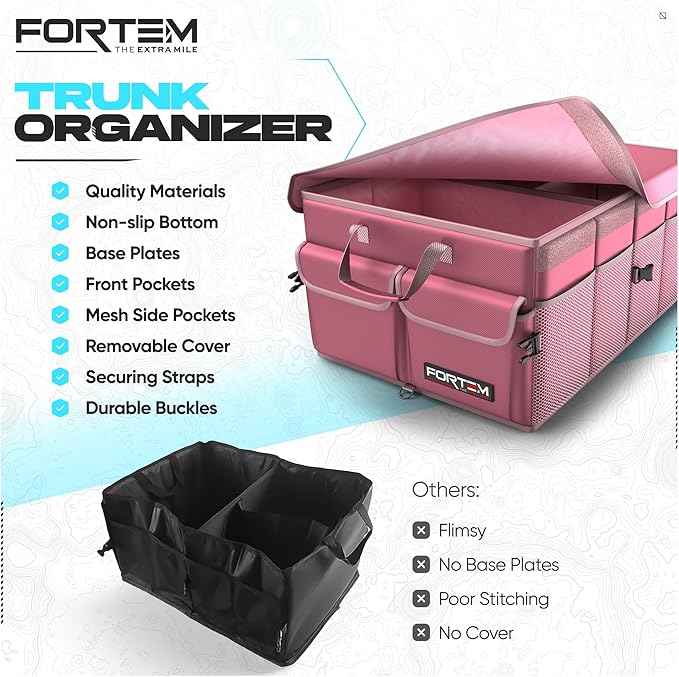 FORTEM Trunk Organizer For SUV Car Trunk Organizer, Foldable Storage, Car Accessories for Women Men, Collapsible Bag, Perfect C
