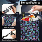 Car Trash Bag Large Hanging Can for Back of Seat, Cute Waterproof Car Garbage Bag for Vehicle, Travelling, Outdoor Colorful Purple Skull Floral