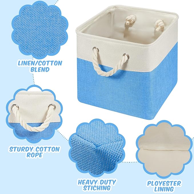 Geiserailie 6 Pcs 11 x 11 Inch Cube Storage Bins Fabric Storage Organizer Bins Foldable Cube Baskets with Sturdy Carry Handle