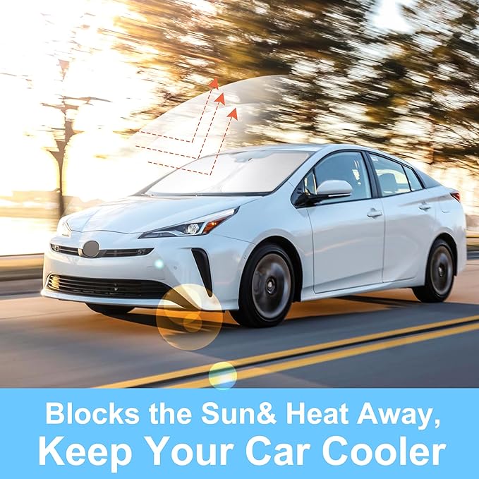 Front Windshield Sun Shade Foldable Car Front Window Sun Shade Windshield Shade Custom Fit for 2016-2022 Toyota Prius Hatchback Block UV Rays Accessories Heat Keep Cooler