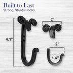 The Metal Magician Sheep Headed Iron Hooks Wall Mount Black Hanger Set of 3 Heavy Duty Towel Holder for Hanging Hats, Coat, K