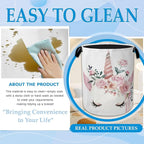 Cute Unicorn Laundry Basket Collapsible Laundry Hamper Clothes Toy Storage Bin for Bathroom Bedroom Room Decor 16" X 20.8"