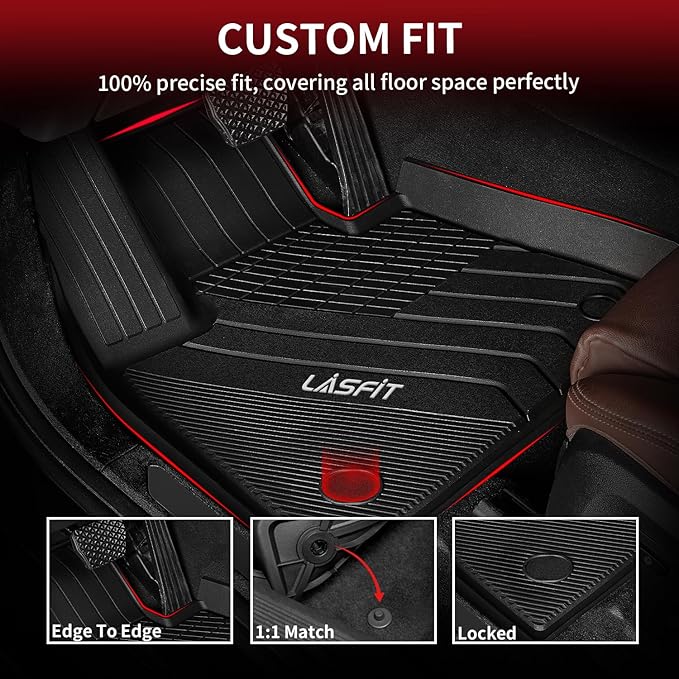 LASFIT Floor Mats Fit for BMW X7 2019-2025 2026 7 Seaters, Custom Fit TPE All Weather Waterproof Floor Mat Front & Rear Rows Car Liners for xDrive40i xDrive50i M50i M60i, Black