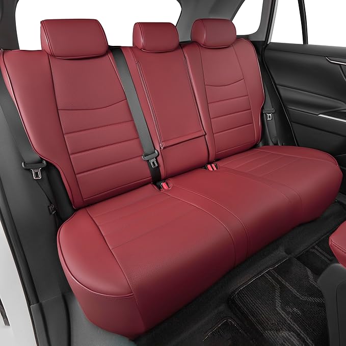 HKZ Fit RAV4 Hybrid Car Seat Cover Set for 2013 2014 2015 2016 2017 2018 Toyota RAV4 Hybrid-Leather(Burgundy)