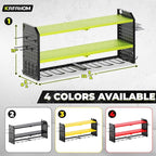 KAFAHOM Power Tool Organizer, Large 8 Drill Holder Wall Mount with 2 Side Pegboards, Heavy Duty Metal Tool Shelf with 12 Hook