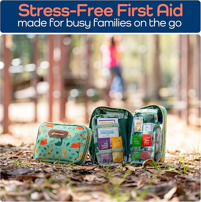 KeepGoing Travel First Aid Kit for Kids – 130 Pc. for Car, Home, Purse, Diaper Bag & Backpack with Latex-Free Bandages - Mini