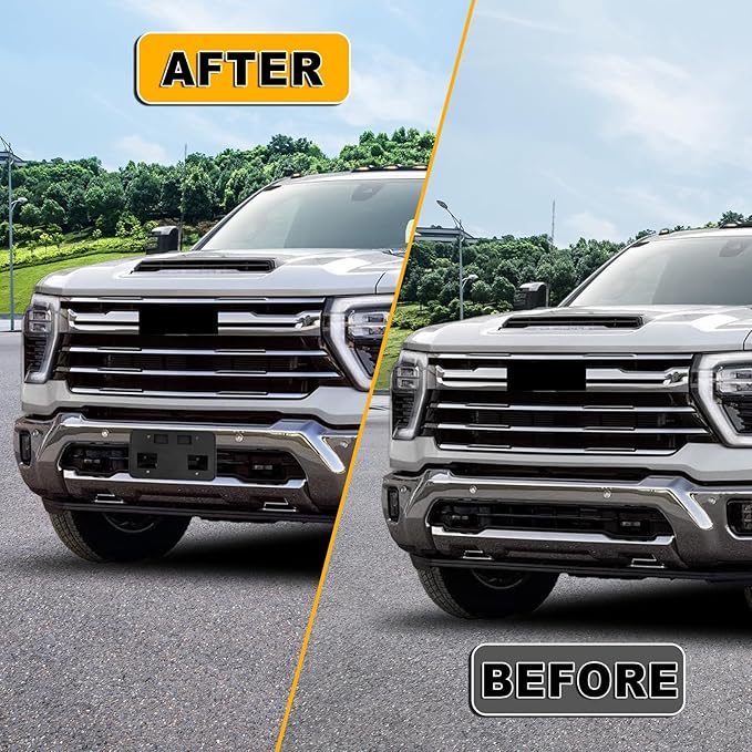 Front License Plate Frame Compatible with Chevy Silverado 2500 3500 HD 2024 2025, Bumper License Frame Holder Mounting Bracke