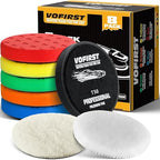 8 Pcs Buffing Pads, Polishing Pad 5.5 Inch 138mm for 5 Inch Backing Plate, High-Density & Reusable Buffing Sponge Pads and Woolen Pads Cutting Polishing Pad Kit for Car Buffer Polisher & Waxing