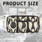 Geometric Zippered Sun Visor Organizer Clip on with Picture Holder Velcro Closure Storage Pouch with Adjustable Straps and Multi-Pocket Easy Installation Universal Fit for Most Cars SUV