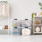 IRIS USA 72 Qt Stackable Plastic Storage Bins with Lids, 6 Pack - BPA-Free, Made in USA - See-Through Organizing Solution, La