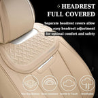 Coverado Seat Covers, Car Seat Covers Front Seats, Beige Nappa Leather Car Seat Covers, 2 Pack Waterproof Front Seat Covers, 