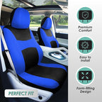FH Group Full Set Cloth Car Seat Covers , Universal Fit Combo Set with Steering Wheel Cover and Seat Belt Pad for Cars, SUVs 