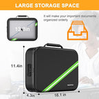 Noiposi Document Organizer with 5200℉ Heat Insulated, 16.1"x11.4"x4.3" Waterproof and Fireproof Document Box with Lock, Home 