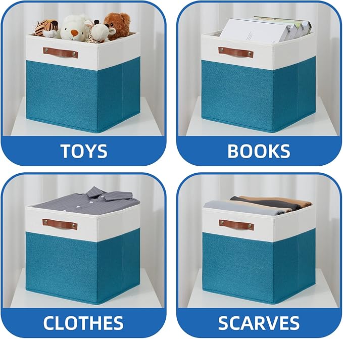 Temary Cube Storage Bins Storage Cube Bins for Home, 4 Pack Fabric Storage Bins for Organization, Storage Cubes 13x13 Cube Ba