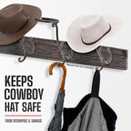Cowboy Hat Rack - Set of 2 Decorative Wall-Mounted Holder - Heavy-Duty Iron Hanger and Organizer DIY Kit for Hats, Coats and 