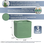 NaturalCozy Storage Cubes 11 Inch Cotton Rope Woven Baskets for Organizing, 3-Pack | Cube Storage Bin | Square Storage Basket