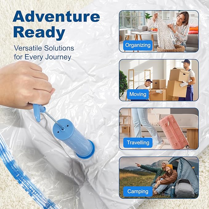 HOUSE DAY 10 Medium Vacuum Storage Bags with Pump,Space Saving Vacuum Seal Bags For Clothing Travel,Vacuum Storage Bags For C