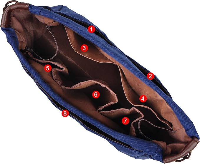 Vercord Canvas Handbag Organizers, Sturdy Purse Insert Organizer Bag in Bag, 10 Pockets Navy Blue Small