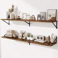 Deep Floating Shelves,55" Wx10 D Wood Wall Shelves Set of 2,Long Wood Floating Shelf with Metal Brackets,Floating Bookshelf f