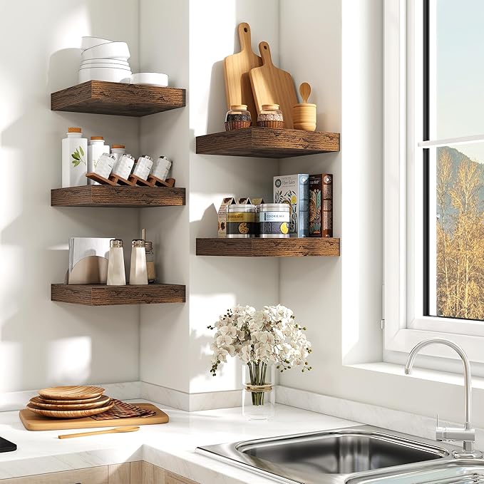 Fun Memories Floating Shelves for Wall - 10" x 10" Wood Shelf with Invisible Bracket - Deep Floating Shelves - 10 Inch Shelf 