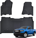 AUXKO All Weather Floor Mat Fit for 2025 2026 Dodge Ram 1500 Crew Cab 5 Seat 2nd Row Without Under Seat Storage Box TPE Liner Accessories All Season Guard Odorless Anti-Slip Black