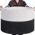 INDRESSME Large Cotton Rope Baskets for Storage, 21.7 x 13.8 Blanket Storage for Living Room Toy Baskets Kids, Baby Laundry B