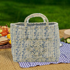Boho Fabric Storage Basket, Large Capacity Laundry Basket, 12.2'' x 10.23'' x 10.23'' Collapsible Laundry Hamper with Easy Ca