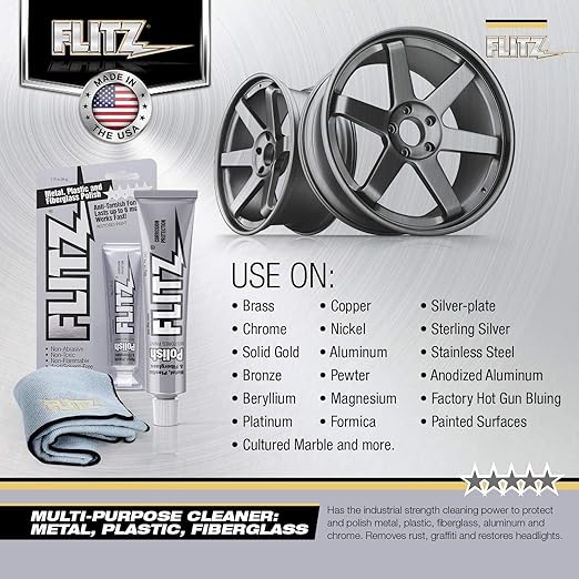 Flitz Multi-Purpose Metal Polish Paste - 1.76oz Tube of USA-Made Chrome Polish - Works on Stainless Steel, Aluminum, Plastic, Jewelry and Cars - Non-Abrasive Cleaner & Rust Remover (20 Pack)