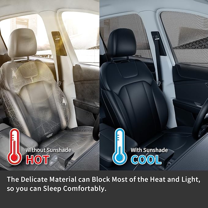 Aokway Magnetic Car Window Shades, Mesh Window Covers for Camping, UV Protection Car Curtains for Front & Rear Sunshade for car Window Baby, Universal Fit for Baby & Drivers (4Pcs)