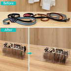 Clear Belt Organizer, Extendable Acrylic Belt Storage Holder with Adjustable Dividers, Belts Storage Container for Drawer and