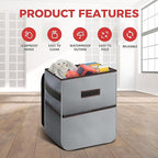 Simple Deluxe Car Trash Can, Multipurpose Bin with Lid and Storage Pockets, Collapsible Adjustable Straps and Portable Organizer, 2 Gallon, Grey