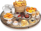 Acacia Wood 24" Lazy Susan Turntable Organizer for Table Top, Farmhouse Extra Large Round Lazy Susan for Serving Kitchen Coun