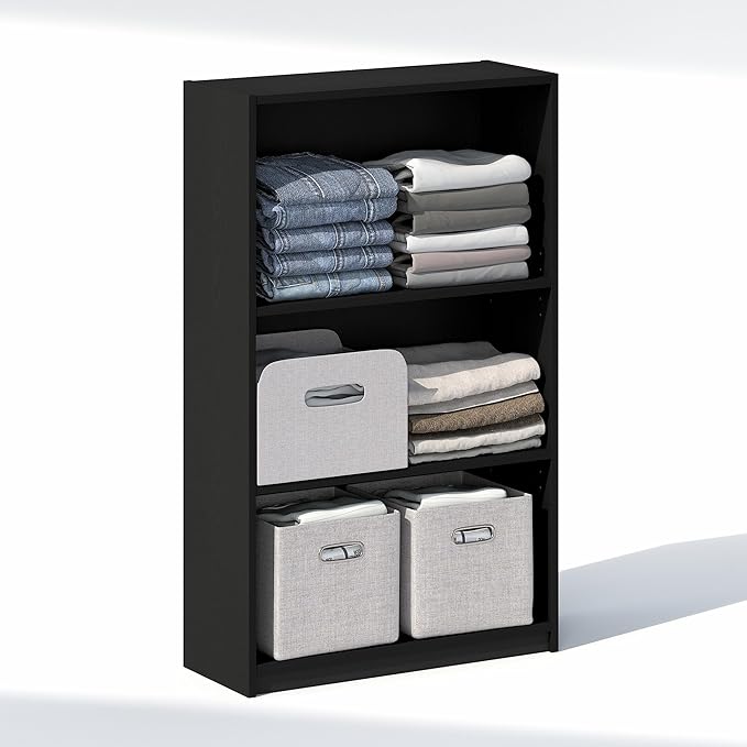 Furinno Reed Closet Organizers and Storage, 3-Tier Closet Organizer, Open Shelf Closet Storage, for Wardrobe, Bedroom, Living