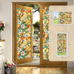 Coavas Decorative Window Privacy Film, Heat Control Sun Blocking Stained Glass Window Film, Floral Design Static Cling, Non Adhesive Windows Tint for Bathroom Front Door(Vinyl, 17.5" x 78.7 ")